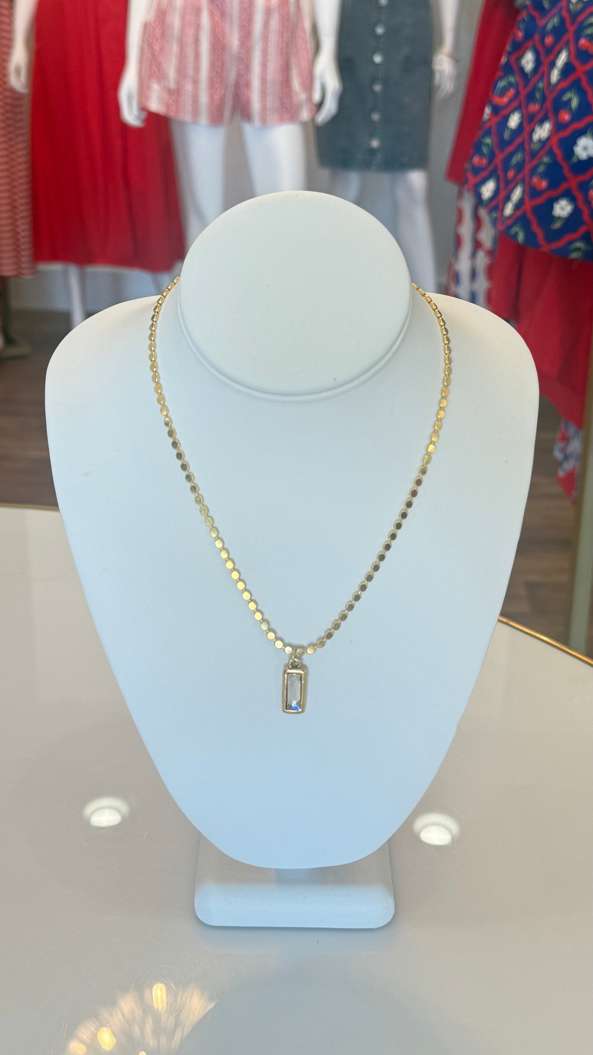 Round Chain Rectangle Drop Necklace Peyton Designs