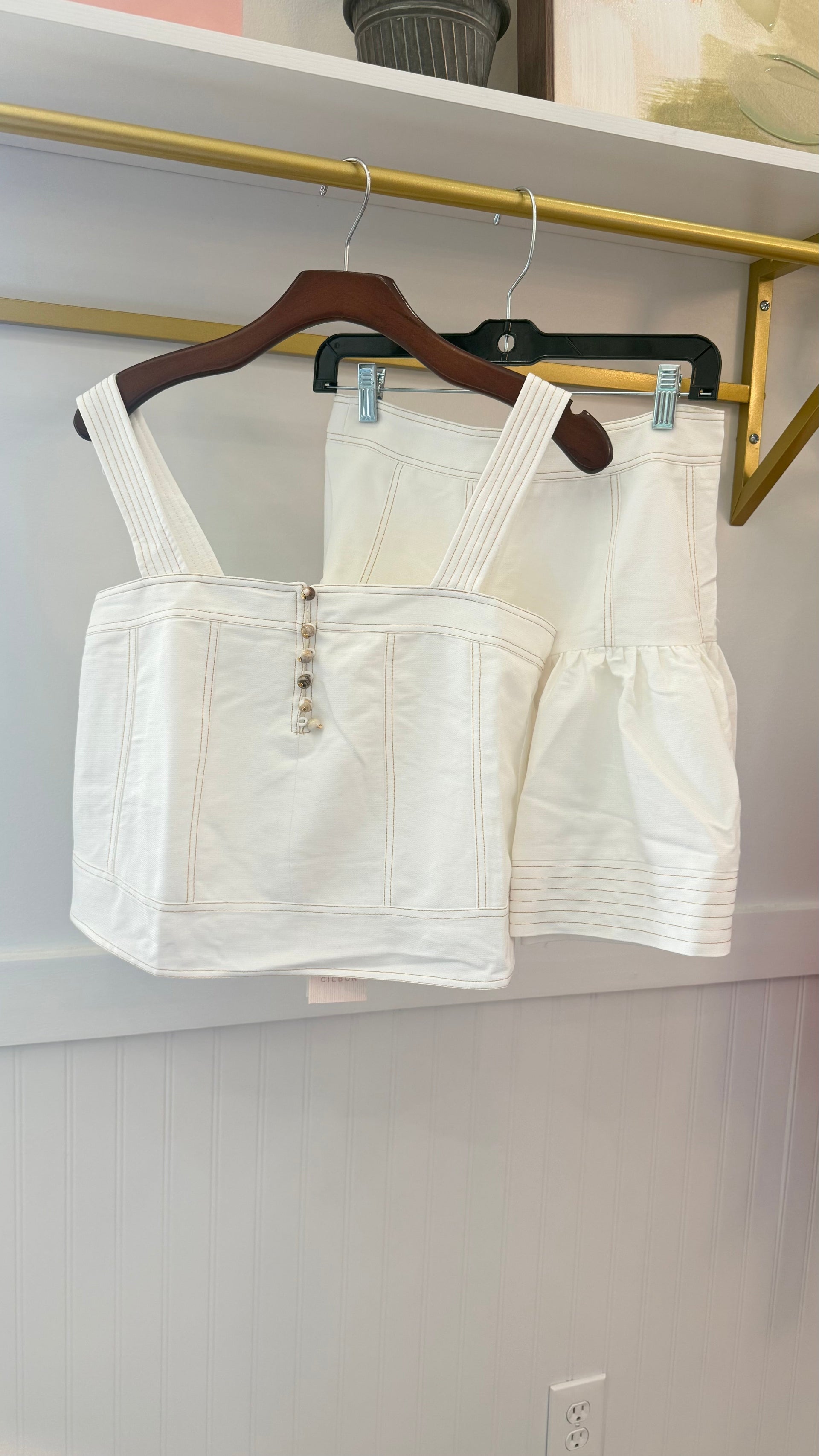 Topstitched Peplum Skirt Ciebon