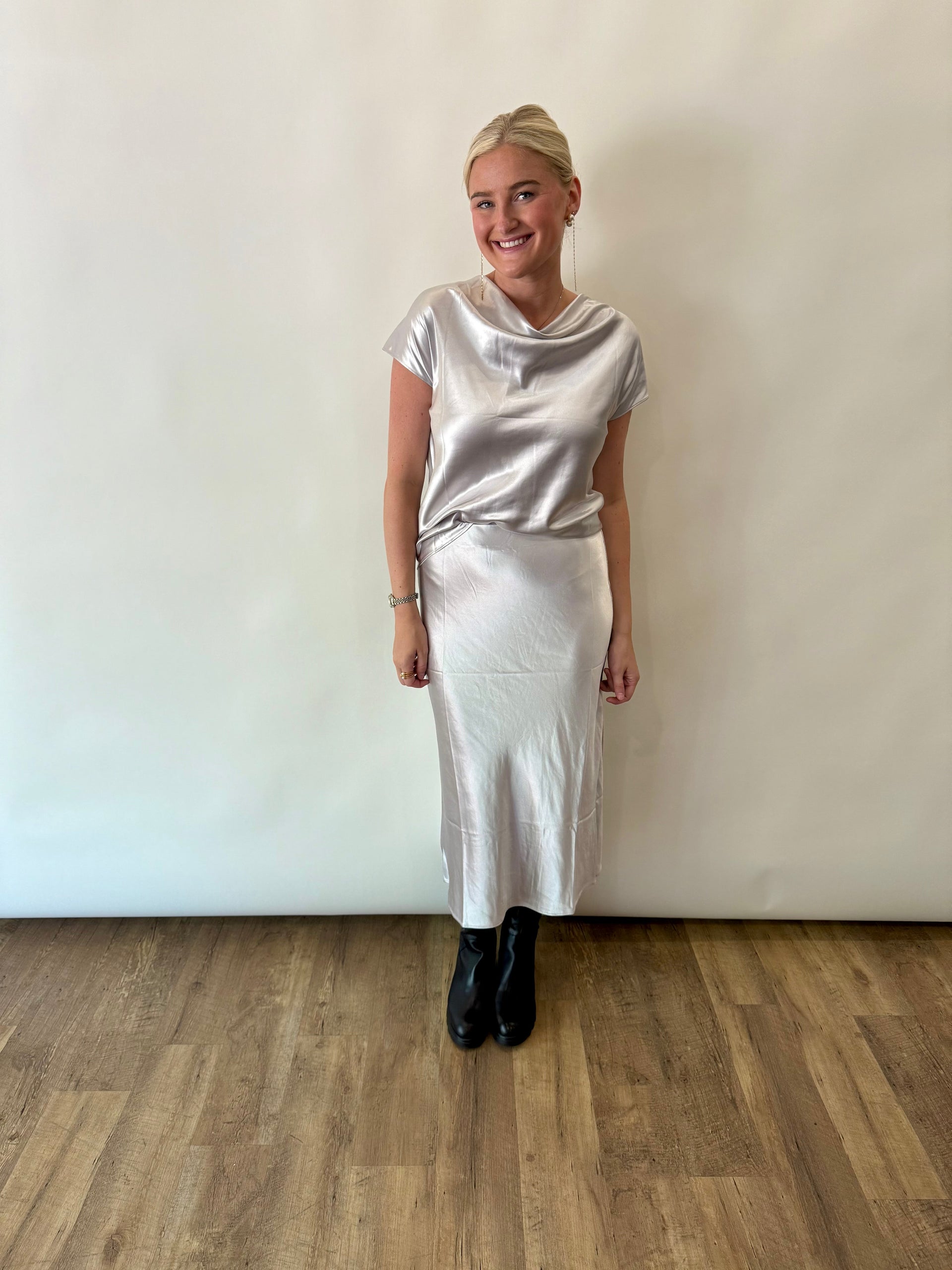 Drape Neck Silk Shirt Current Air