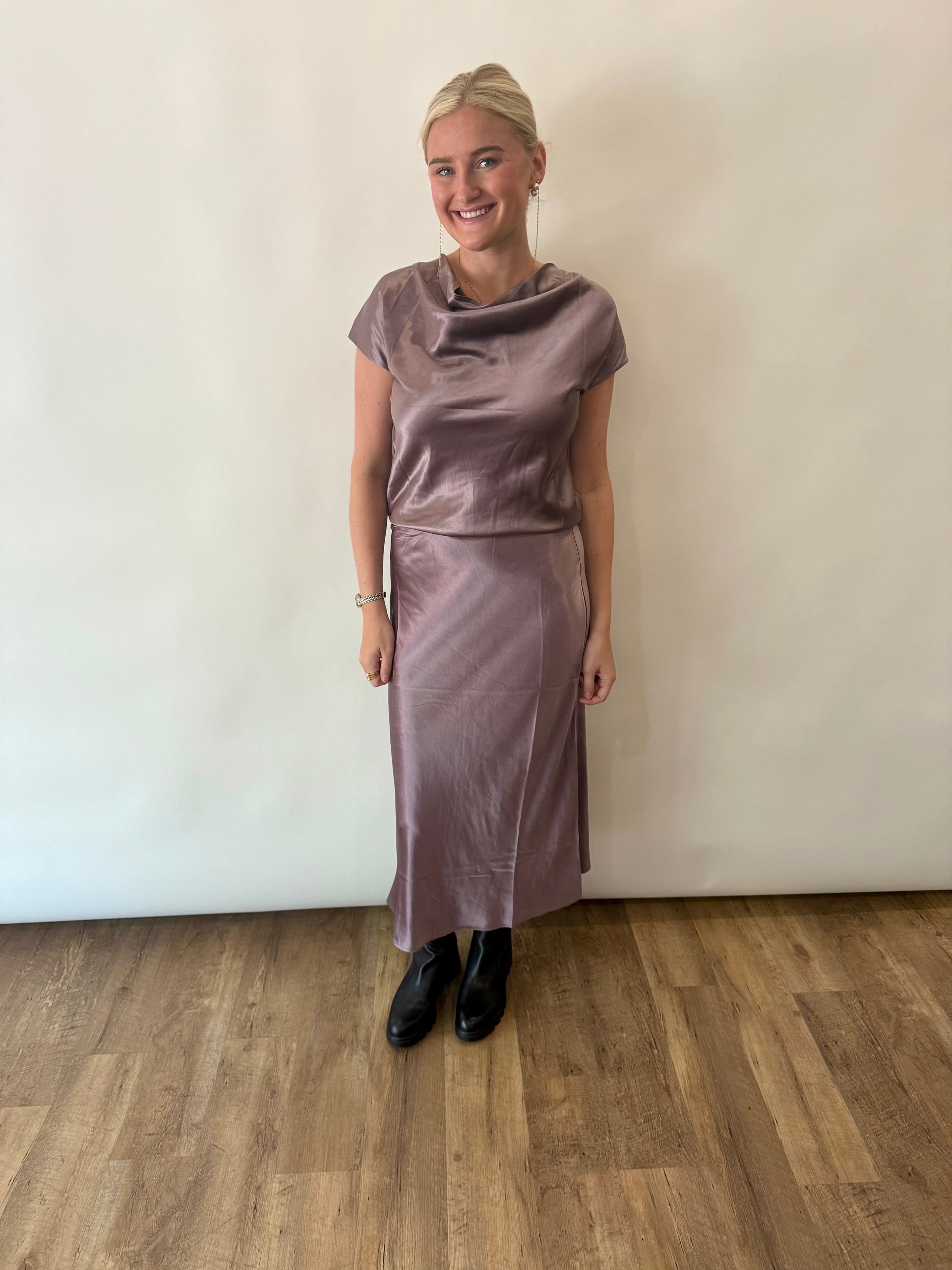 Drape Neck Silk Shirt Current Air