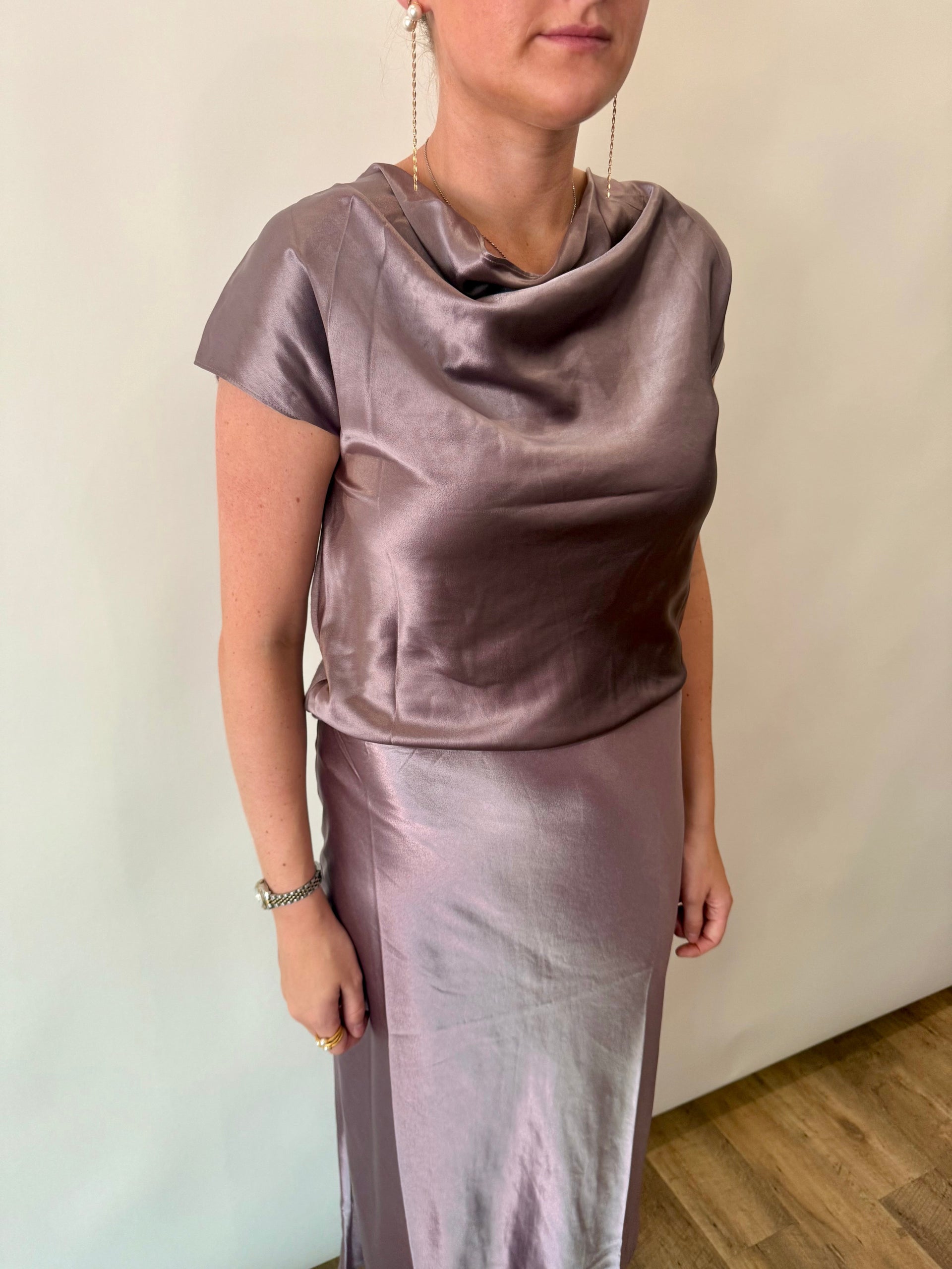 Drape Neck Silk Shirt Current Air