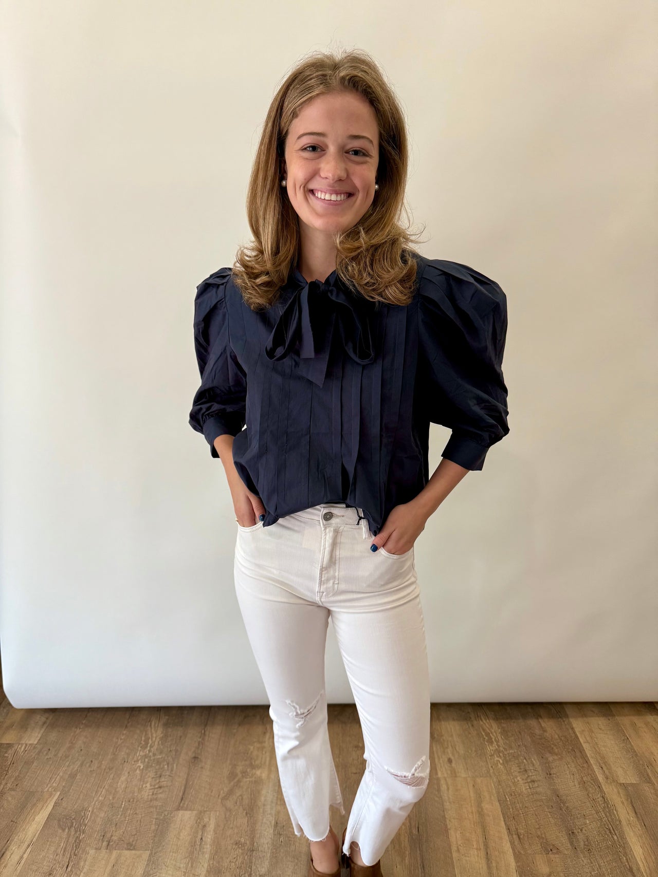 Tie Quarter Sleeve Top Pinch
