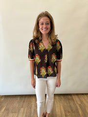 Fall Floral Short Sleeve Shirt THML