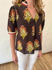 Fall Floral Short Sleeve Shirt THML