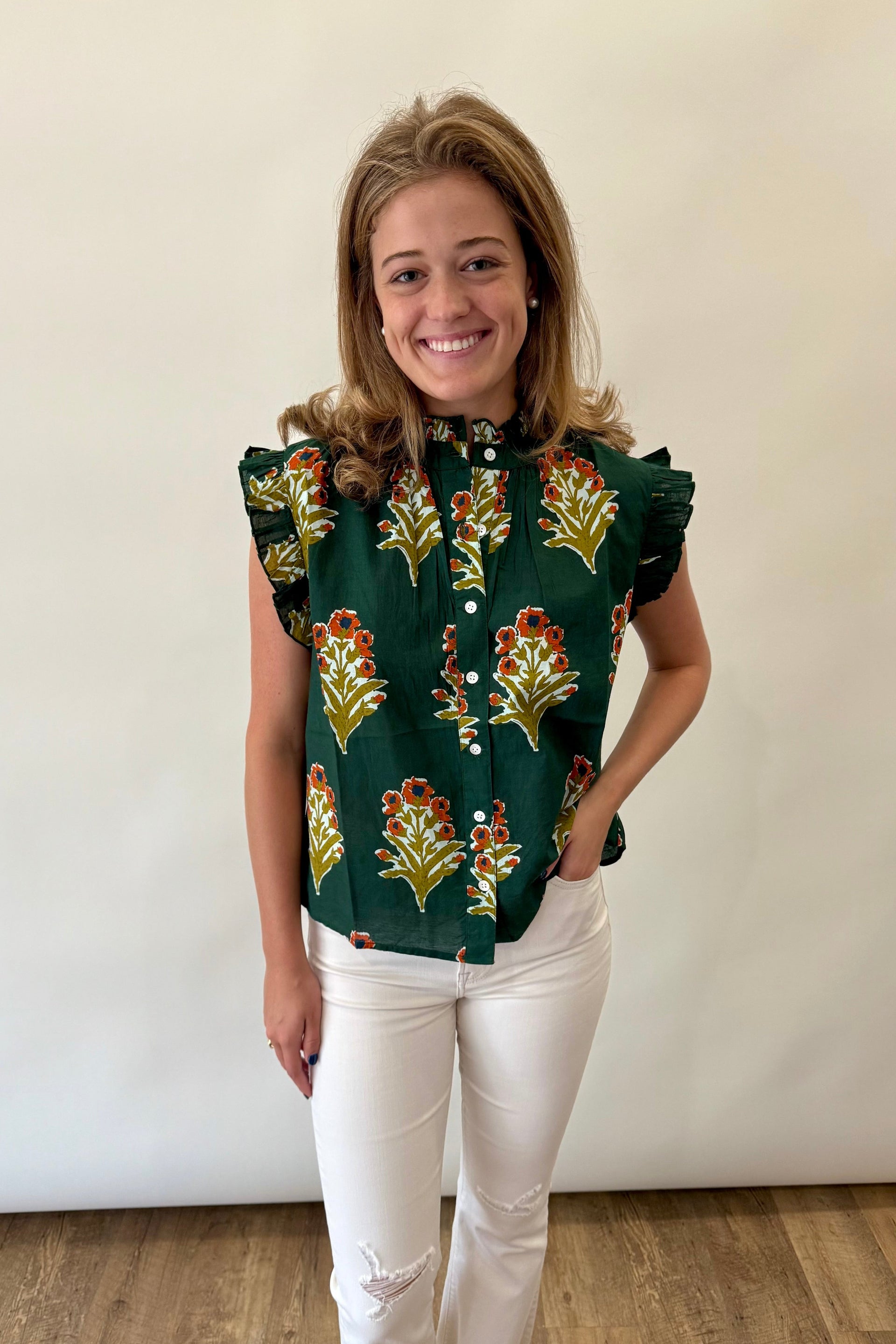 Flutter Sleeve Floral Top THML
