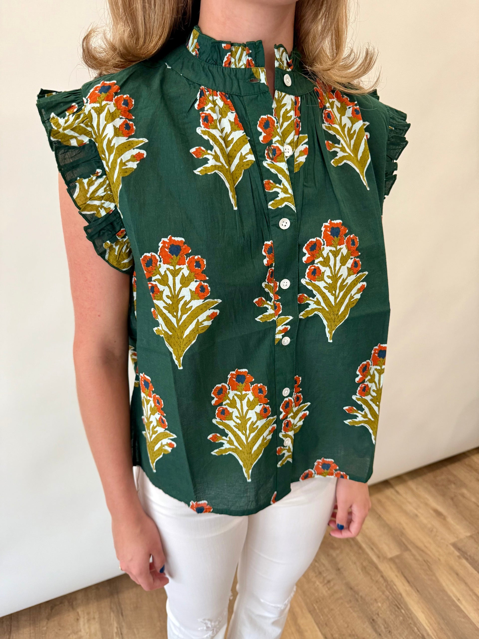 Flutter Sleeve Floral Top THML