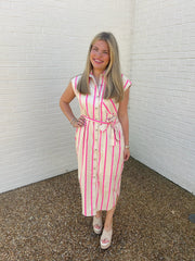 Ashley Striped Midi Dress Entro