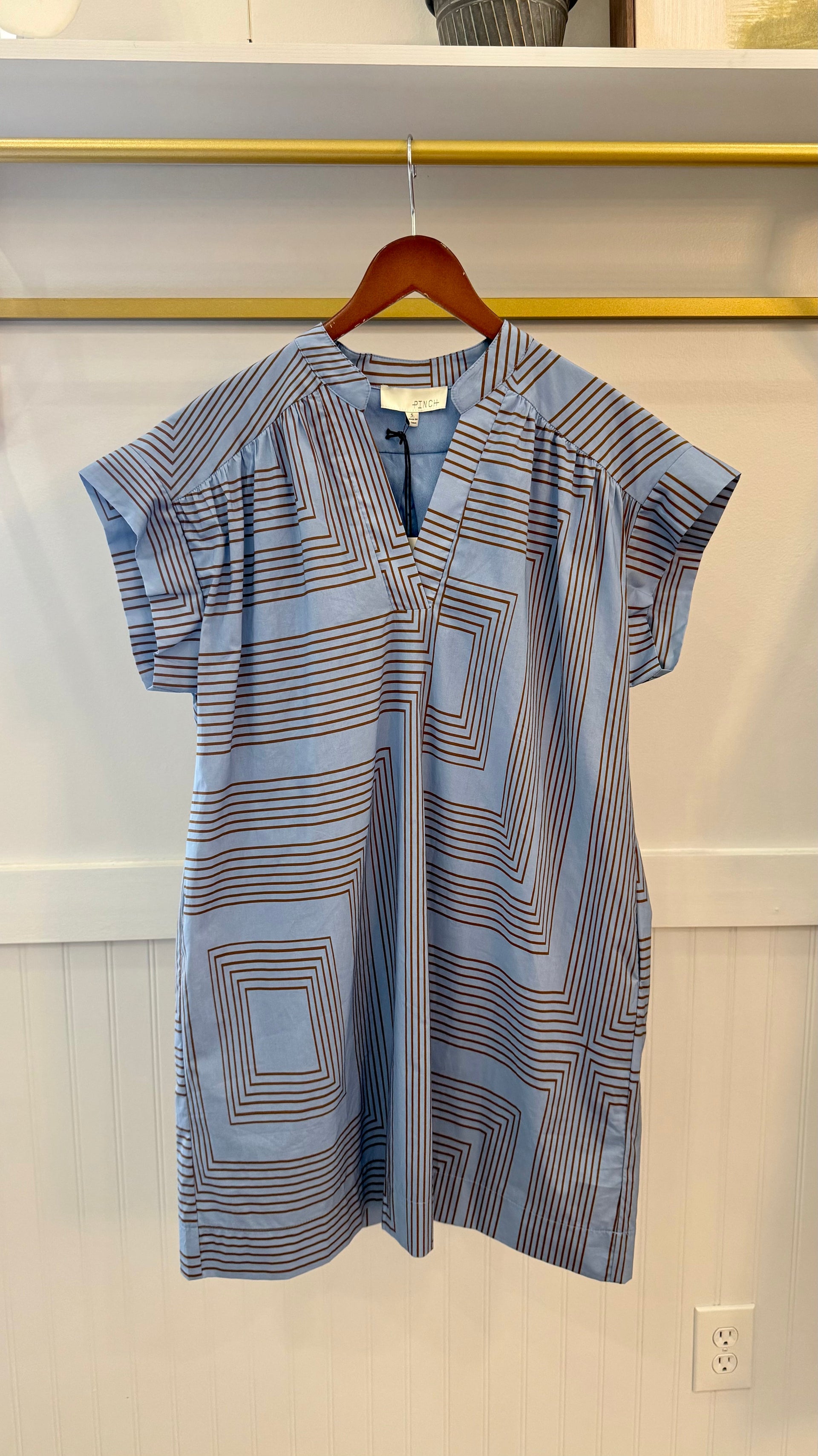 Blue Geo V-Shape Mini Dress Pinch