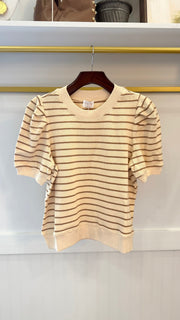 Striped Short Puff Sleeve Sweater Fate