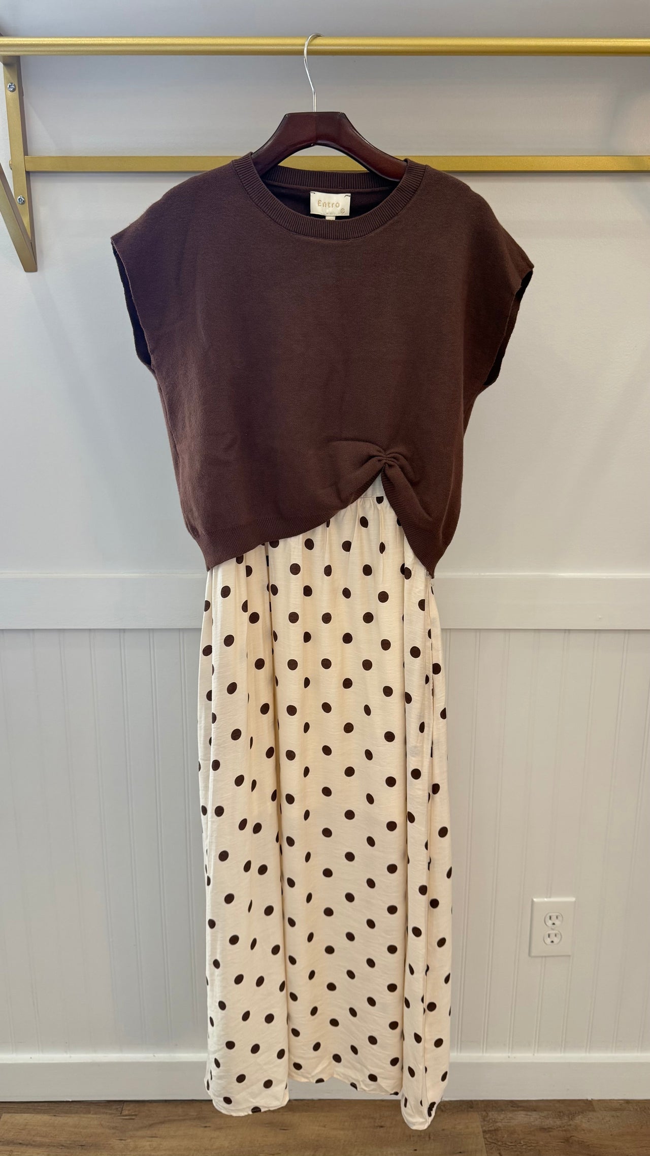 Layered Polka Dot Midi Dress Entro
