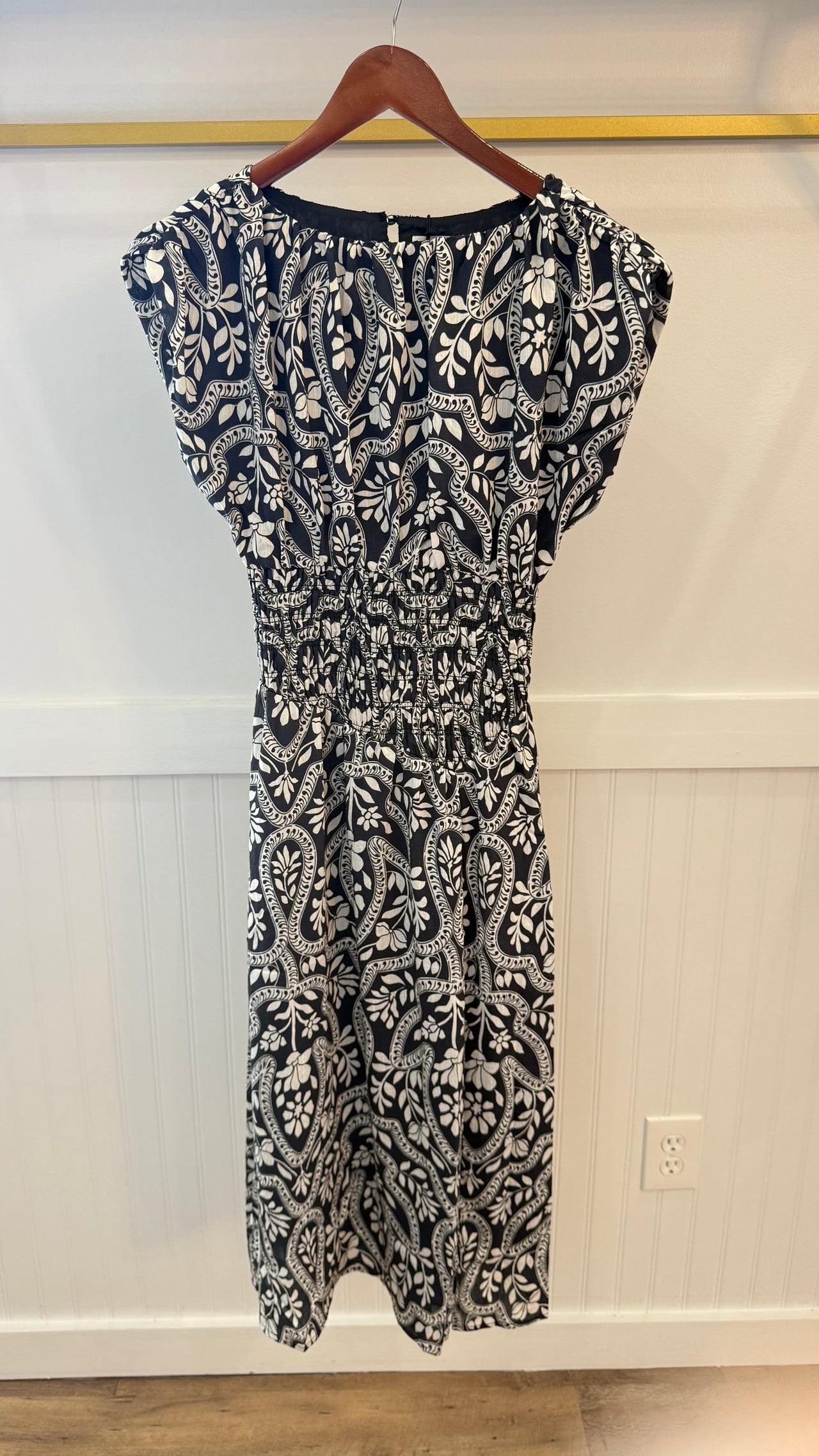Smocked Waist Pattern Maxi Dress THML