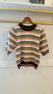 Multicolor Knit Top Half Sleeve Sweater THML