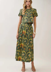 Botanical Puff Sleeve Crop Top TCEC