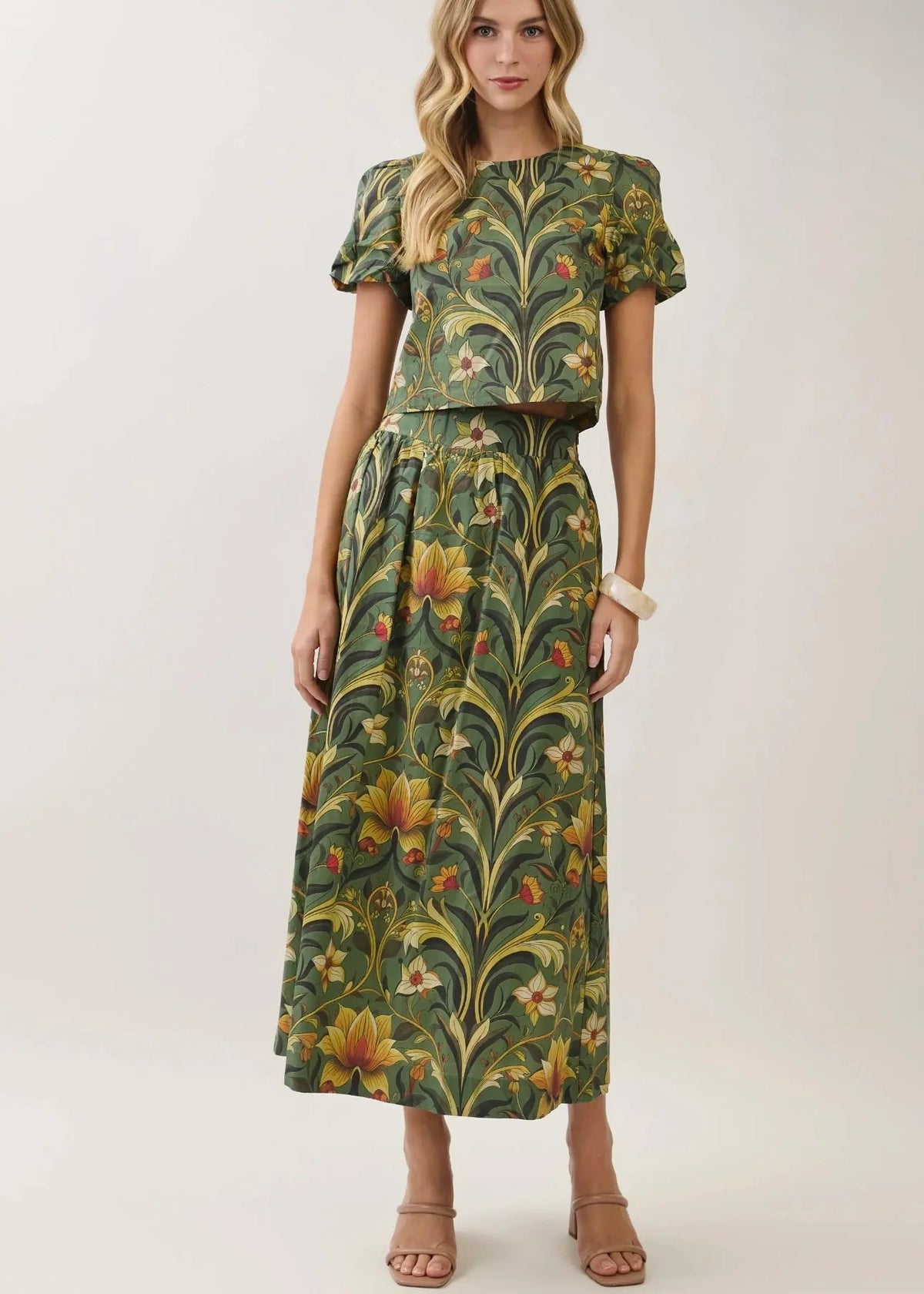 Botanical Puff Sleeve Crop Top TCEC
