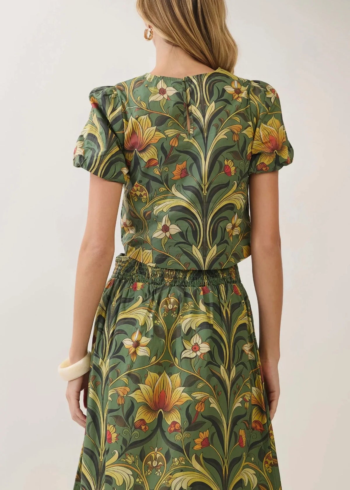 Botanical Puff Sleeve Crop Top TCEC
