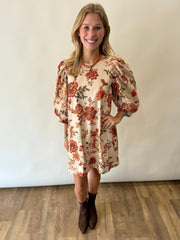 Ecru Floral Mini Dress Entro