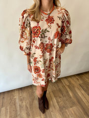 Ecru Floral Mini Dress Entro
