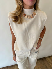 Sleeveless Mock Neck Suede Top THML