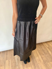 Sleeveless Mixed Media Maxi Dress THML