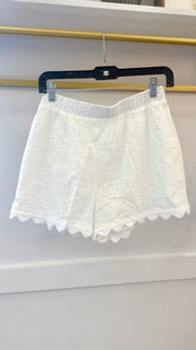 White Embroidery Detailed Wide Shorts Pinch