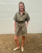 Puff Sleeve Half Zipper Dress THML