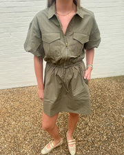 Puff Sleeve Half Zipper Dress THML