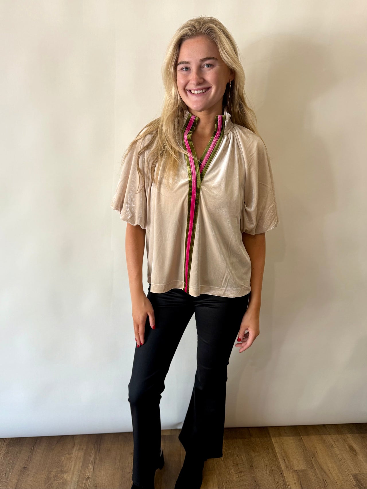 Puff Sleeve Suede Top THML