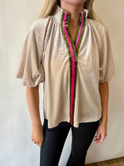 Puff Sleeve Suede Top THML