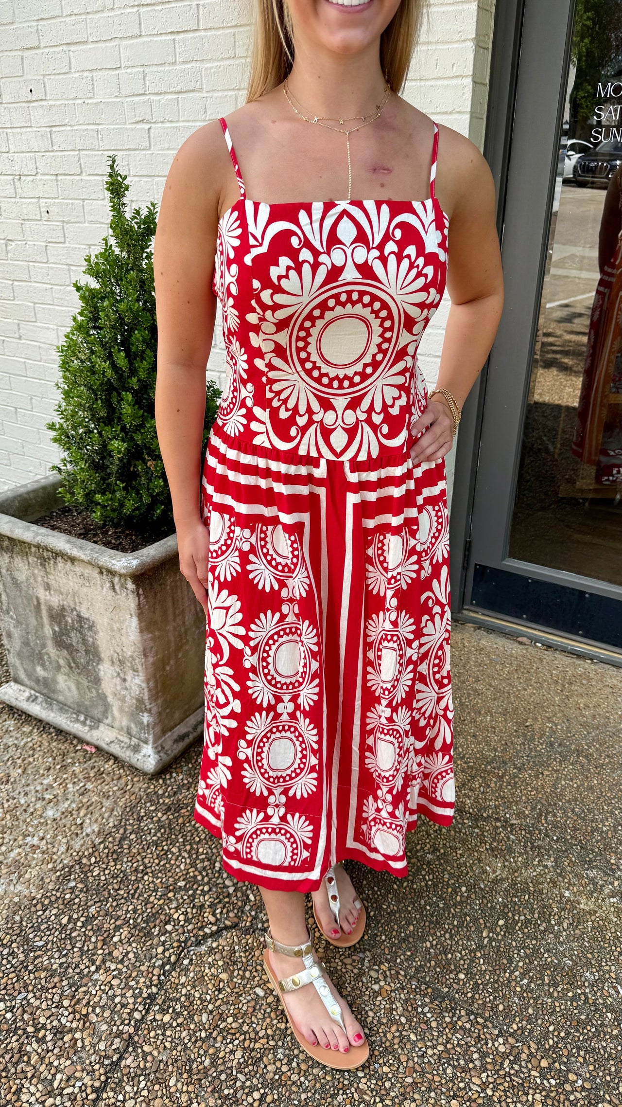 Sleeveless Fitted Bodice Gathered Wait Midi Dress Fate