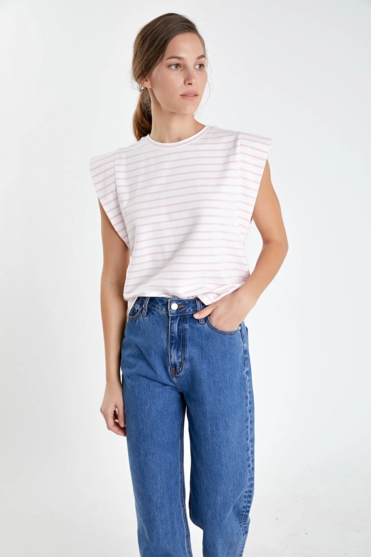 Stripe Sleeveless T-shirt