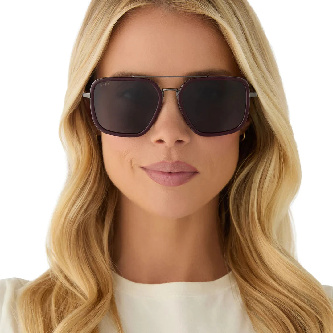 Jordan Navigator Sunglasses in Dark Cherry Lacquer Grey Gradient | Diff Eyewear Diff Eyewear