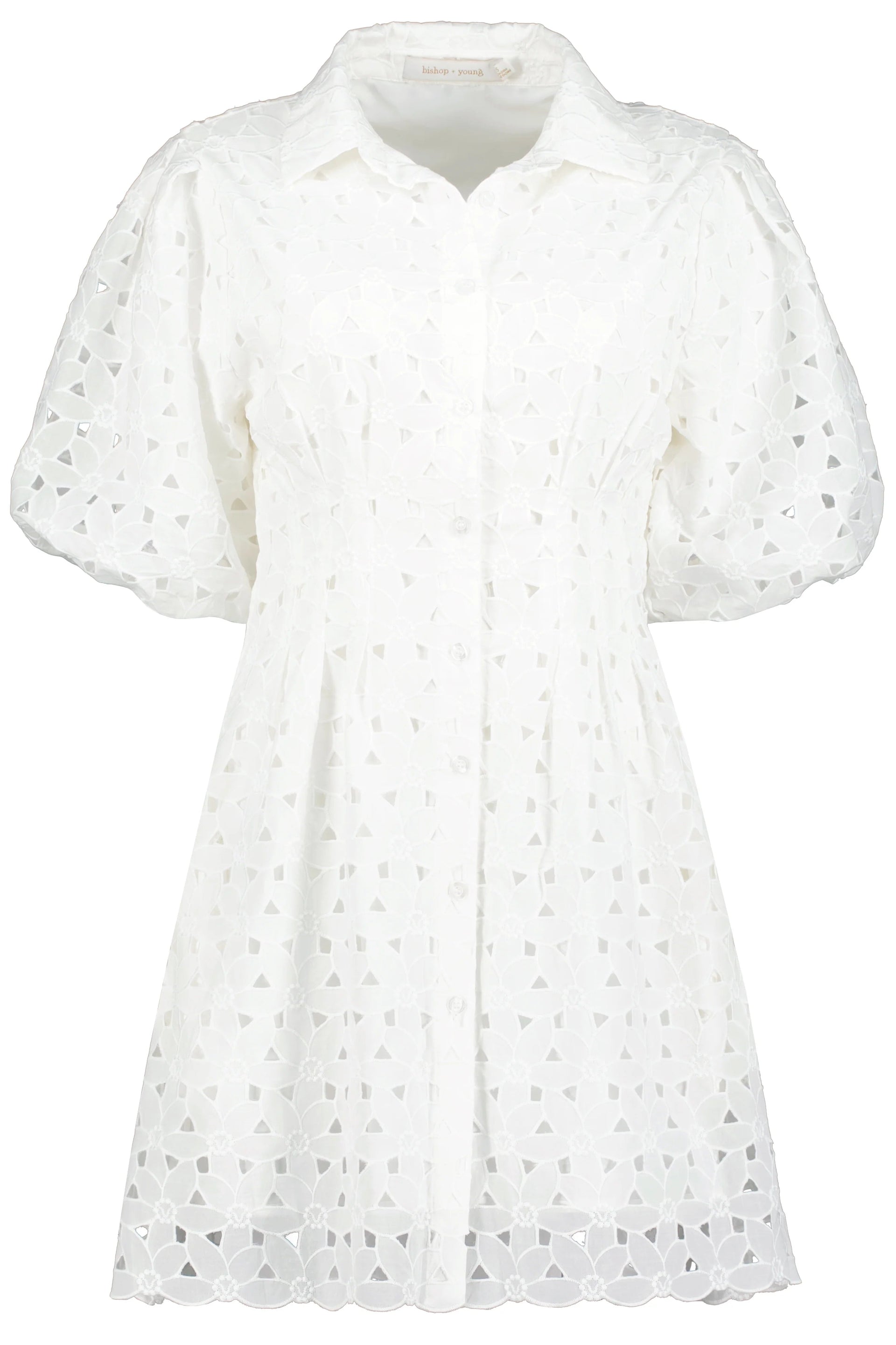 Jacqueline Bubble Sleeve Eyelet Dress Bishop + Young
