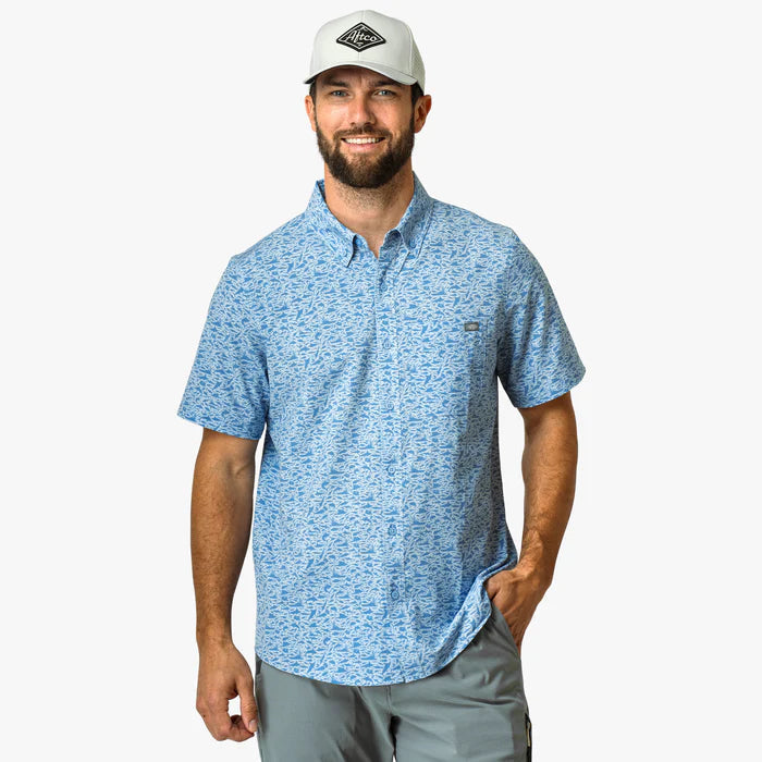 Men's Boatbar Short Sleeve Button Down Shirt | Aftco Aftco