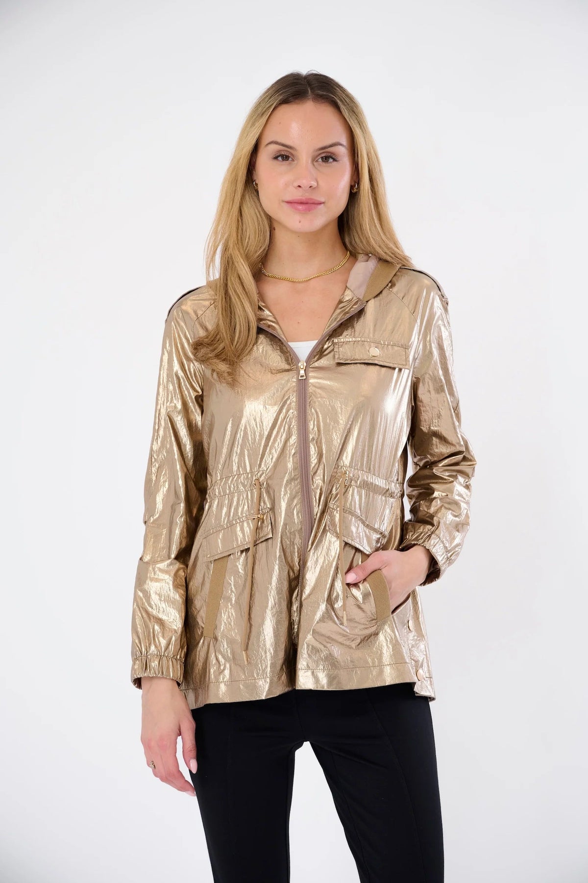 Marin Lightweight Hooded Metallic Jacket Anorak