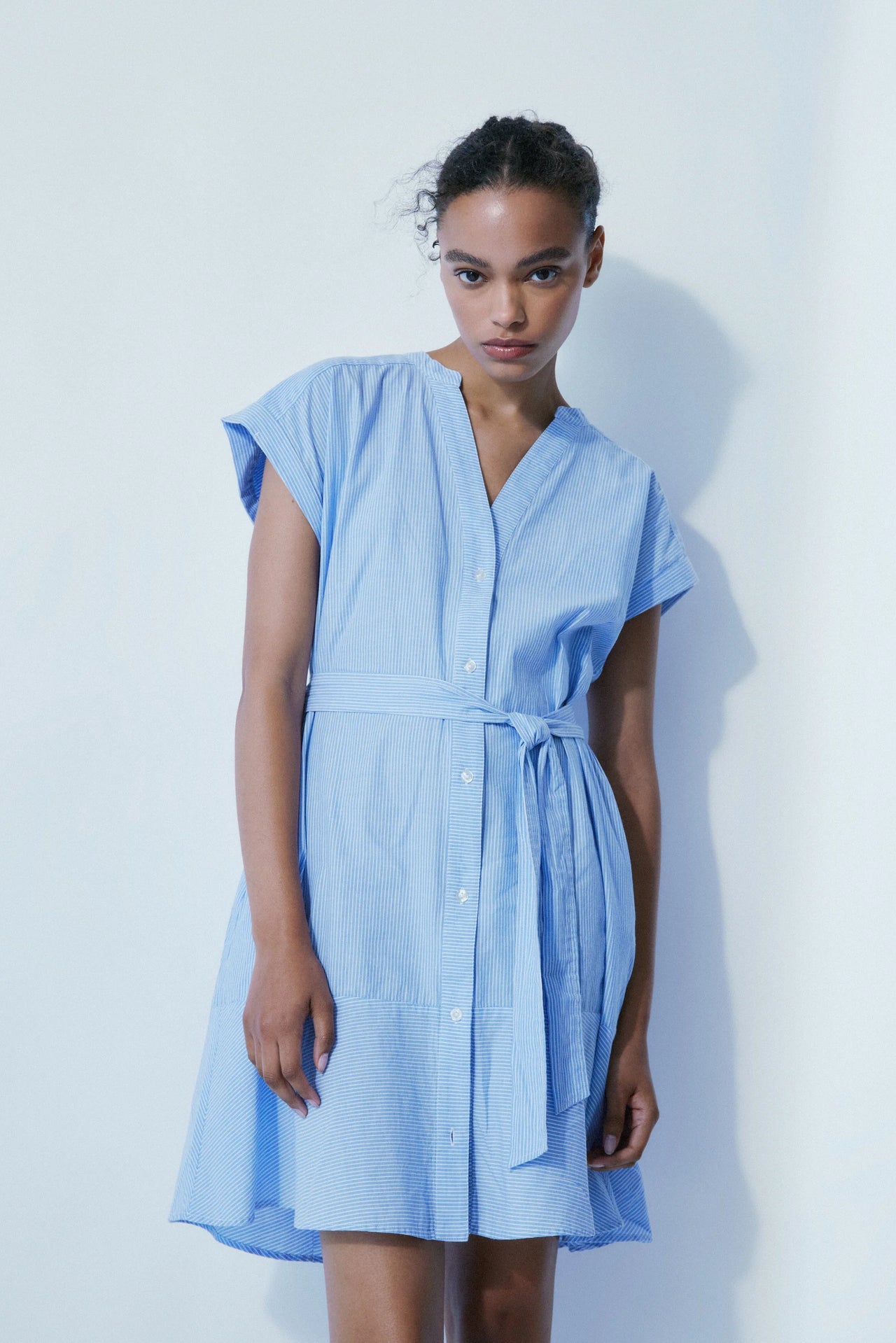 Maeve Chambray Stripe Cotton Dress