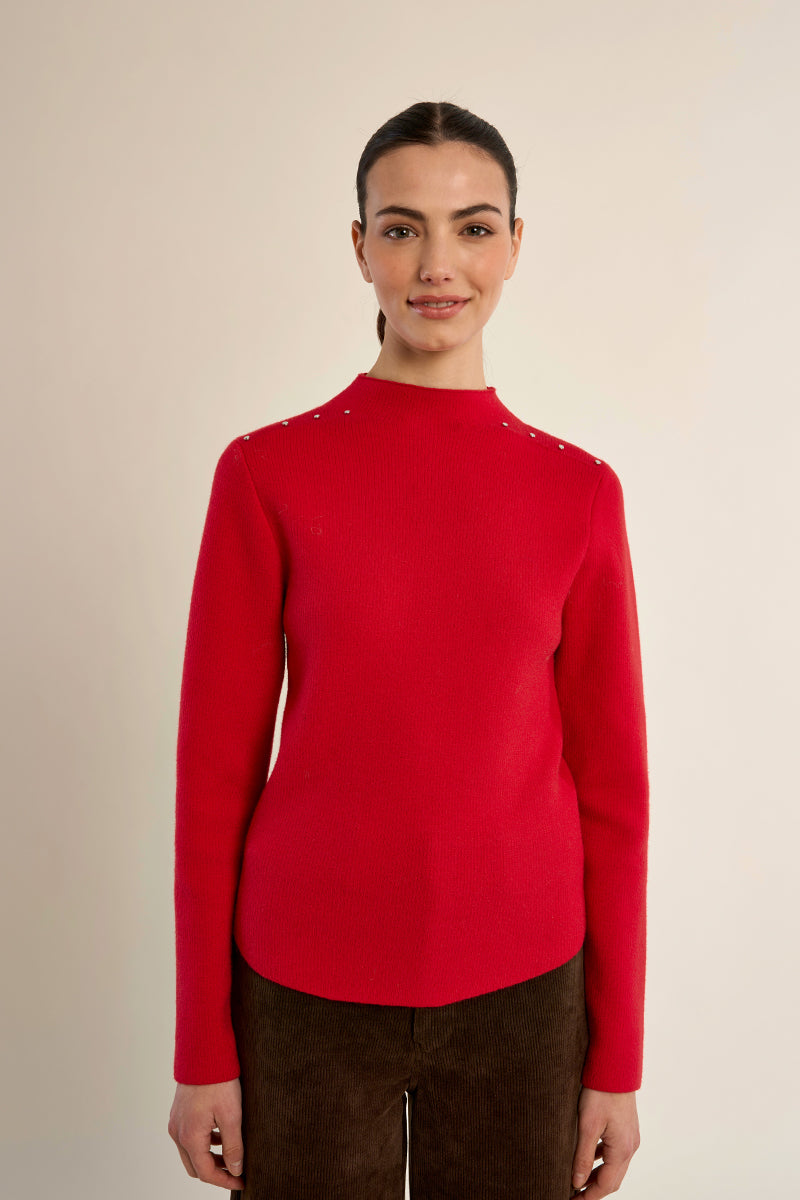 Fine Knit Shoulder Stud Sweater Molly Bracken