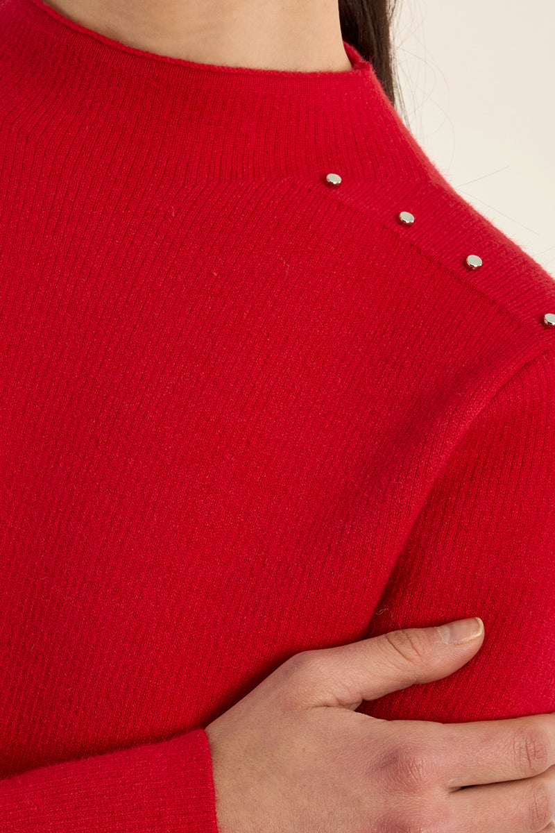 Fine Knit Shoulder Stud Sweater Molly Bracken