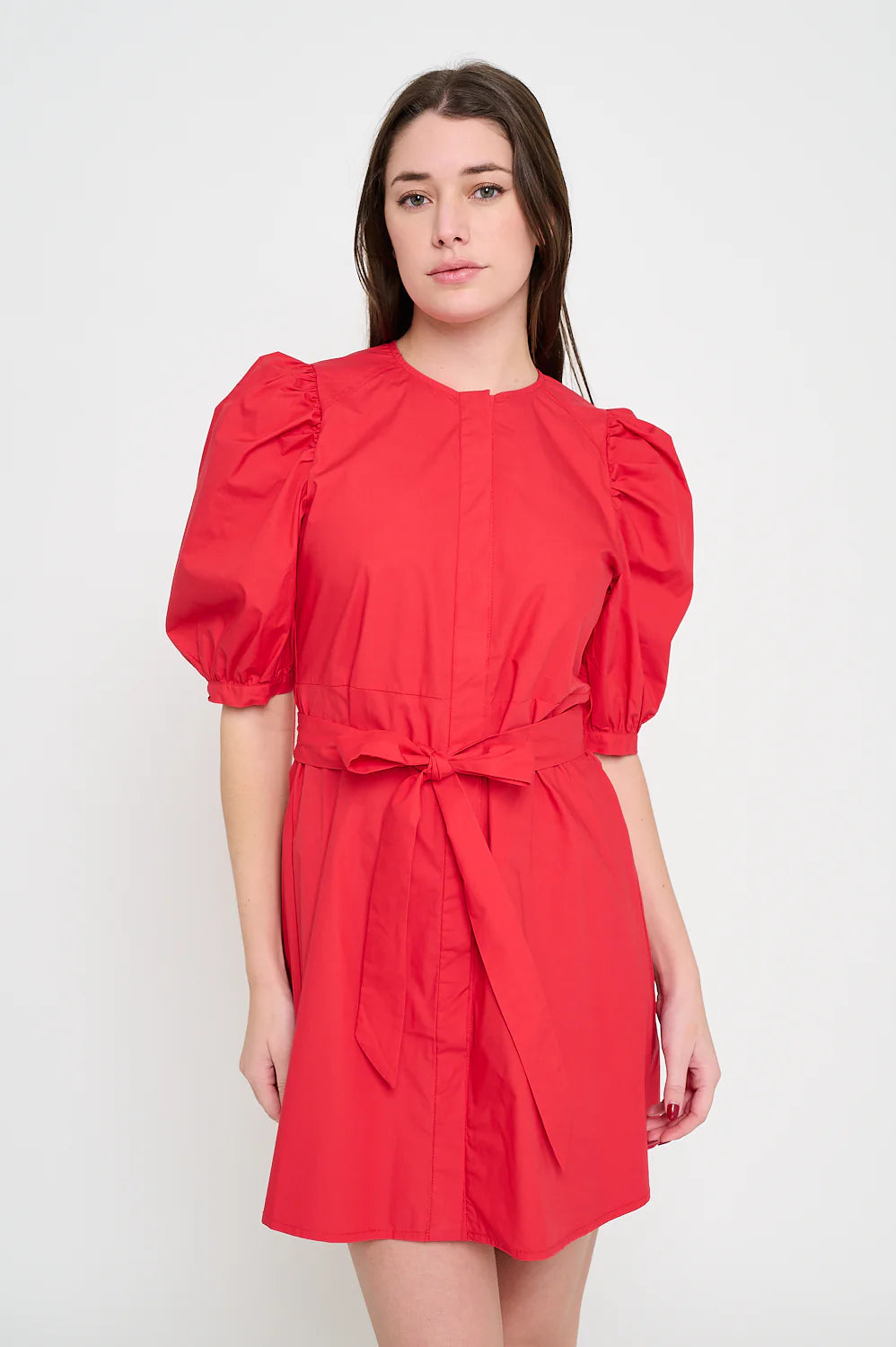 Red Poplin Button Front Dress Meet Me in Santorini