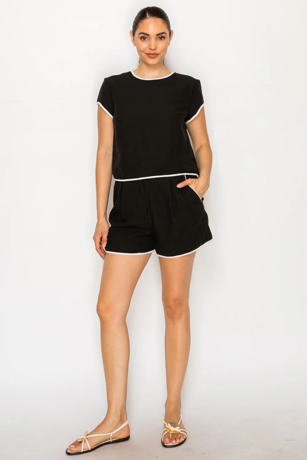 Black White Linen Set