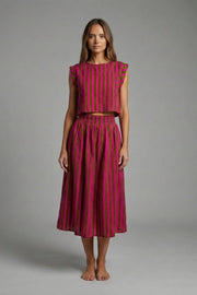 Ethnic Clash Poplin Top and Skirt Set Meet Me in Santorini