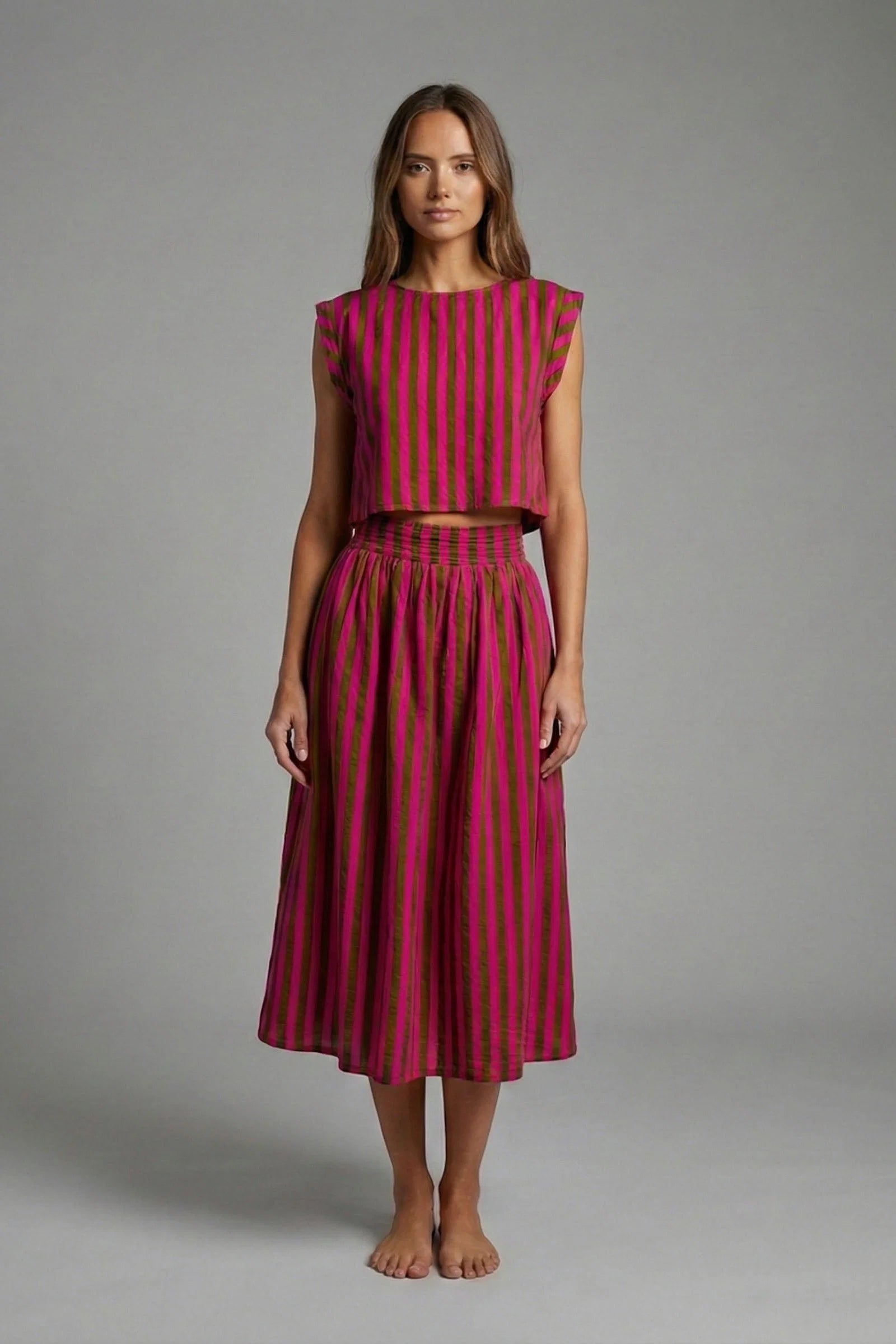 Ethnic Clash Poplin Top and Skirt Set Meet Me in Santorini