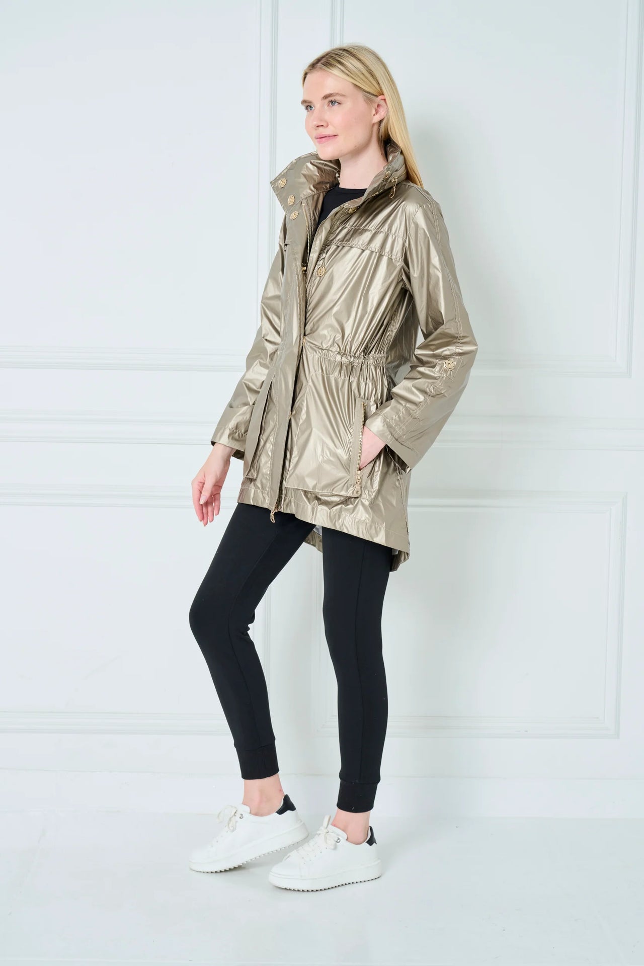 Crinkle Nylon Water Resistant Rain Jacket