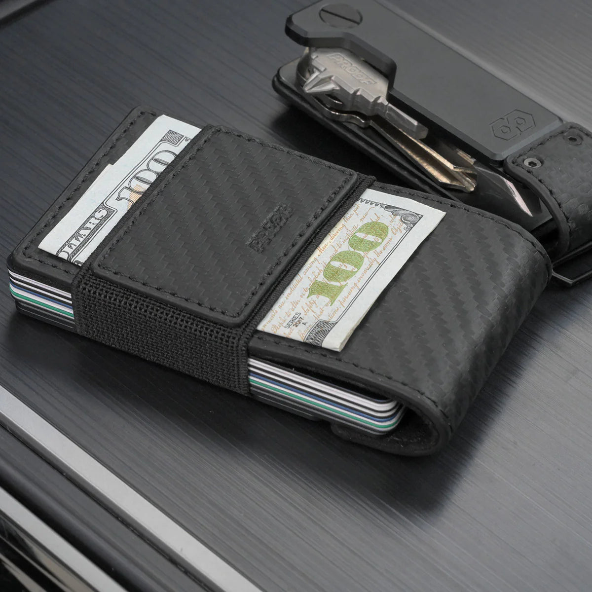 Oracle Wallet in Black Carbon Fiber & Dark Gunmetal Proof Wallets