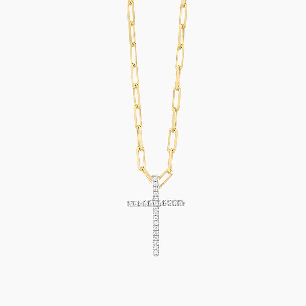 Faith Cross Pendant Necklace in Yellow Gold