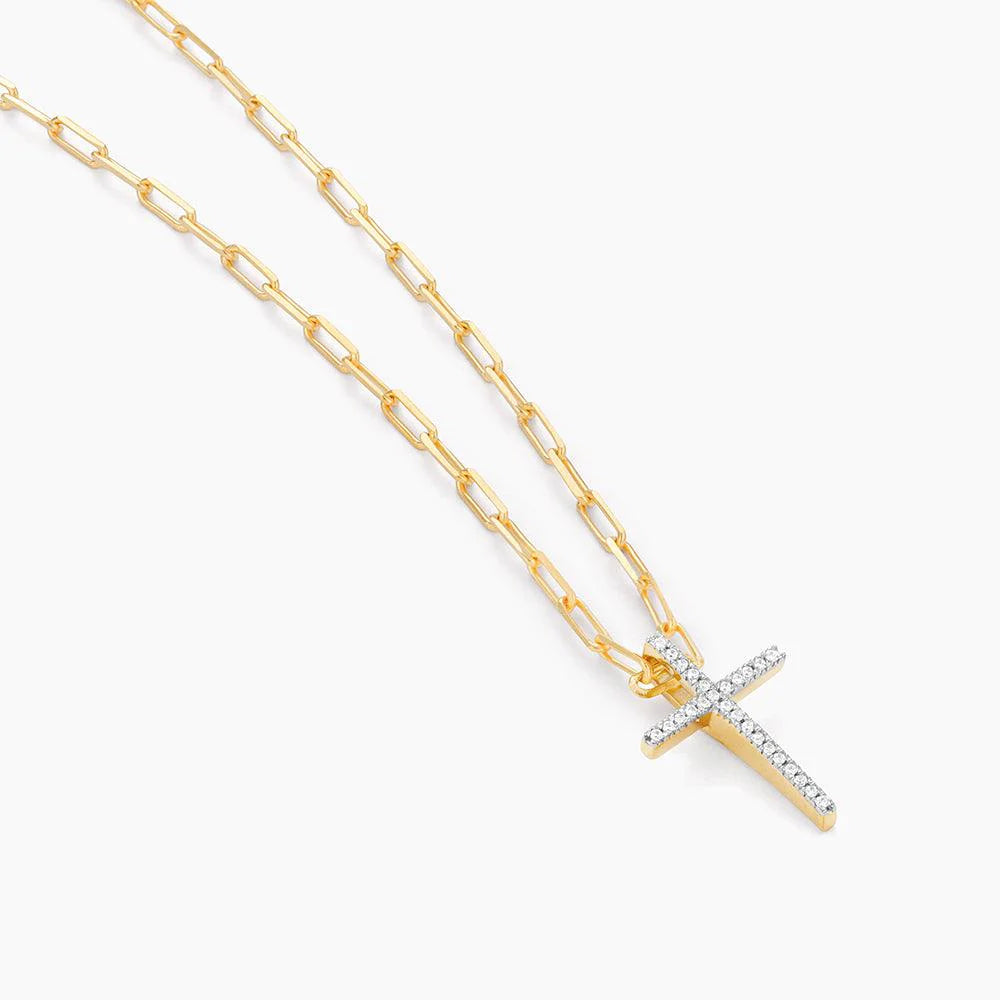 Faith Cross Pendant Necklace in Yellow Gold