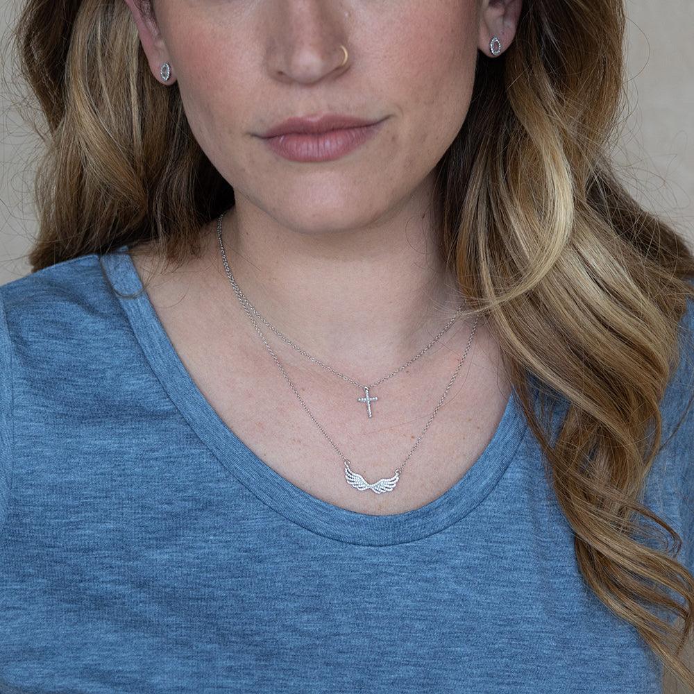 Believe Cross Pendant Necklace in Sterling Silver Ella Stein