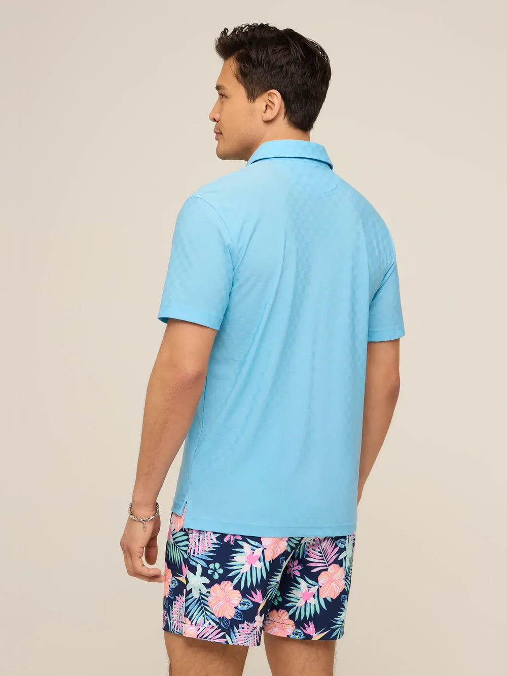 The Afternoon Blue Textured Performance Polo | Chubbies Chubbies