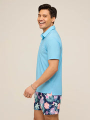 The Afternoon Blue Textured Performance Polo | Chubbies Chubbies
