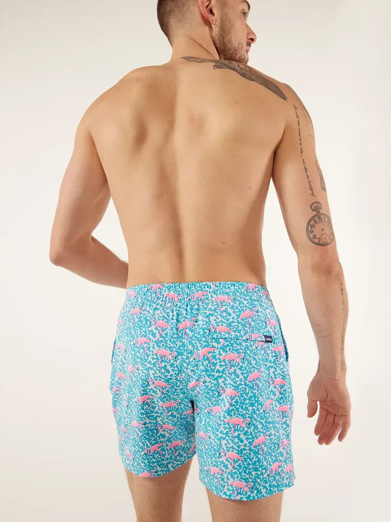 The Domingos Are For Flamingos 5.5" Lined Classic Swim Trunk | Chubbies Chubbies