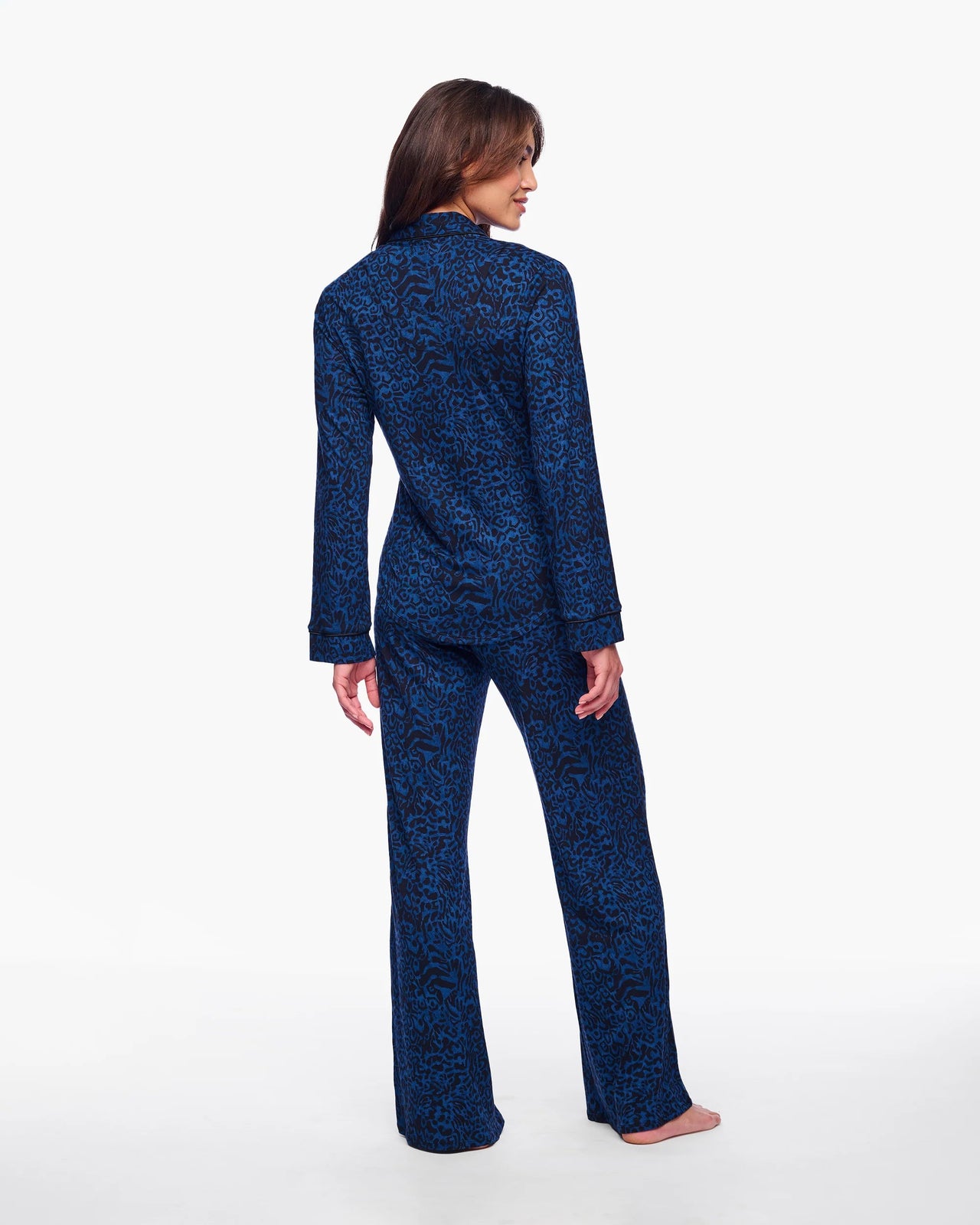 Pima Lusso Printed Printed Long Sleeve Top & Pant Pajama Set Cosabella